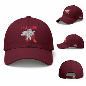 Greenland Is Not For Sale Baseball Cap Support Greenlander Gift TS12 Baseball Cap Universal Fit Maroon Print Your Wear