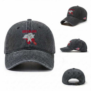 Greenland Is Not For Sale Washed Cotton Baseball Cap Support Greenlander Gift TS12 Washed Cap Universal Fit Dark Gray Print Your Wear