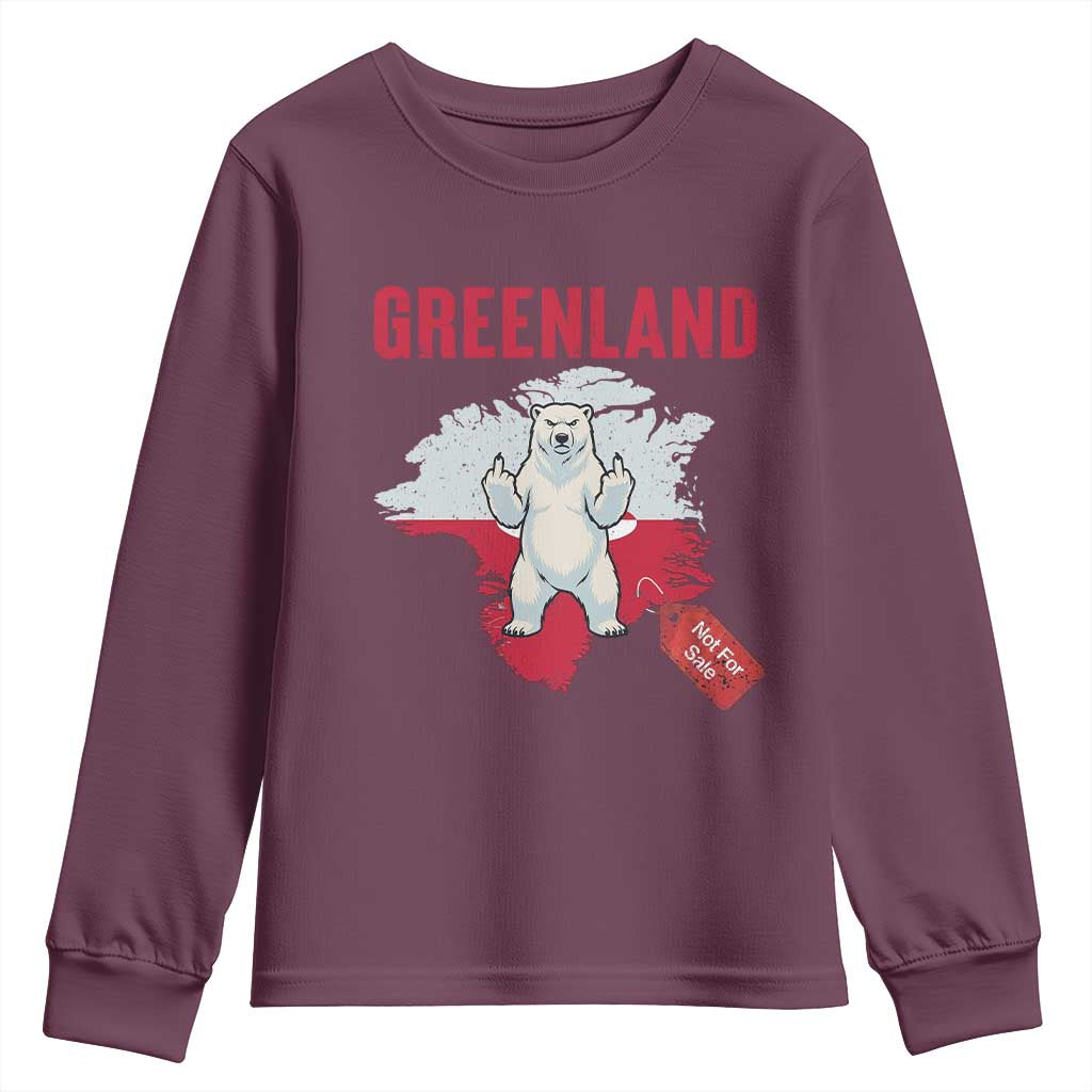 Greenland Is Not For Sale Youth Sweatshirt Support Greenlander Gift TS12 Maroon Print Your Wear