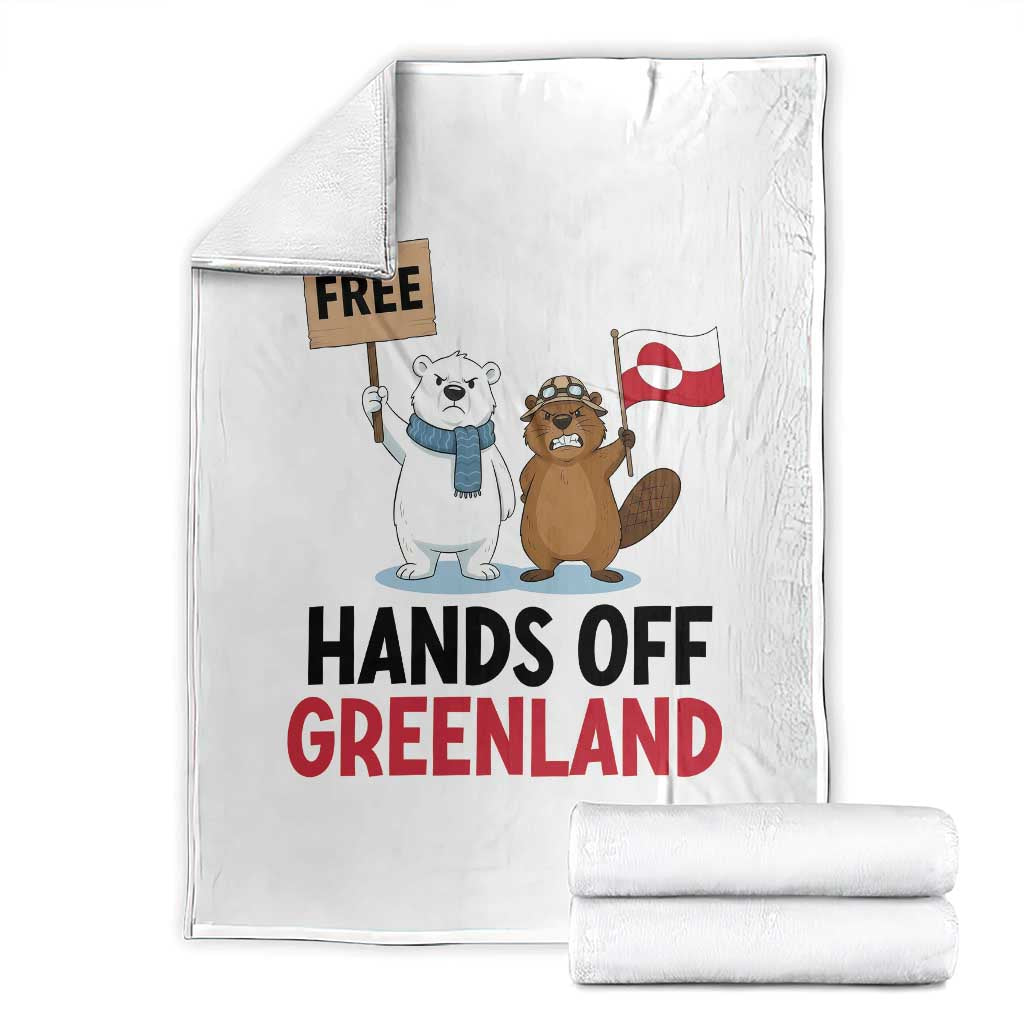 Funny Polar Bear Political Protest Throw Blanket Hands Off Greenland TS12 White Print Your Wear