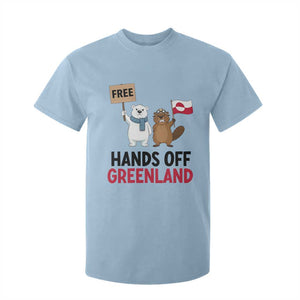 Funny Polar Bear Political Protest T Shirt For Kid Hands Off Greenland TS12 Light Blue Print Your Wear