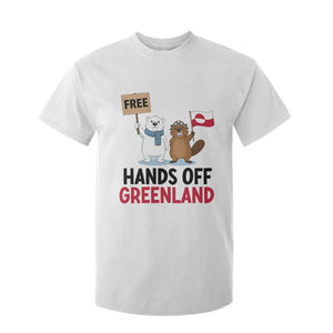 Funny Polar Bear Political Protest T Shirt For Kid Hands Off Greenland TS12 White Print Your Wear
