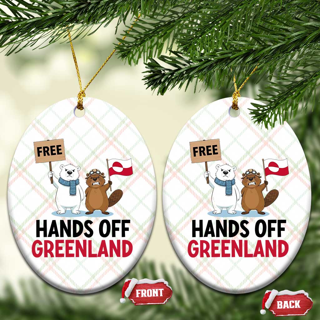 Funny Polar Bear Political Protest Ceramic Ornament Hands Off Greenland TS12 Print Your Wear
