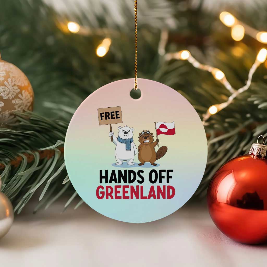 Funny Polar Bear Political Protest Ceramic Ornament Hands Off Greenland TS12 1pc Pastel Print Your Wear