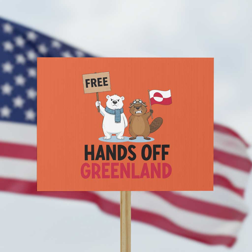 Funny Polar Bear Political Protest Protest Sign Hands Off Greenland TS12 Horizontal 18