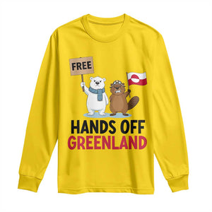 Funny Polar Bear Political Protest Long Sleeve Shirt Hands Off Greenland TS12 Daisy Print Your Wear