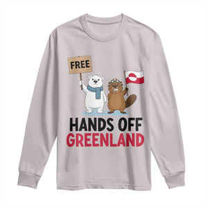 Funny Polar Bear Political Protest Long Sleeve Shirt Hands Off Greenland TS12 Ice Gray Print Your Wear