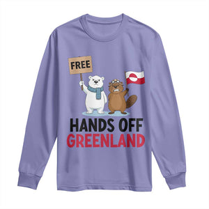 Funny Polar Bear Political Protest Long Sleeve Shirt Hands Off Greenland TS12 Violet Print Your Wear