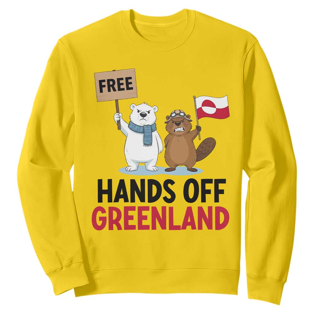 Funny Polar Bear Political Protest Sweatshirt Hands Off Greenland TS12 Daisy Print Your Wear