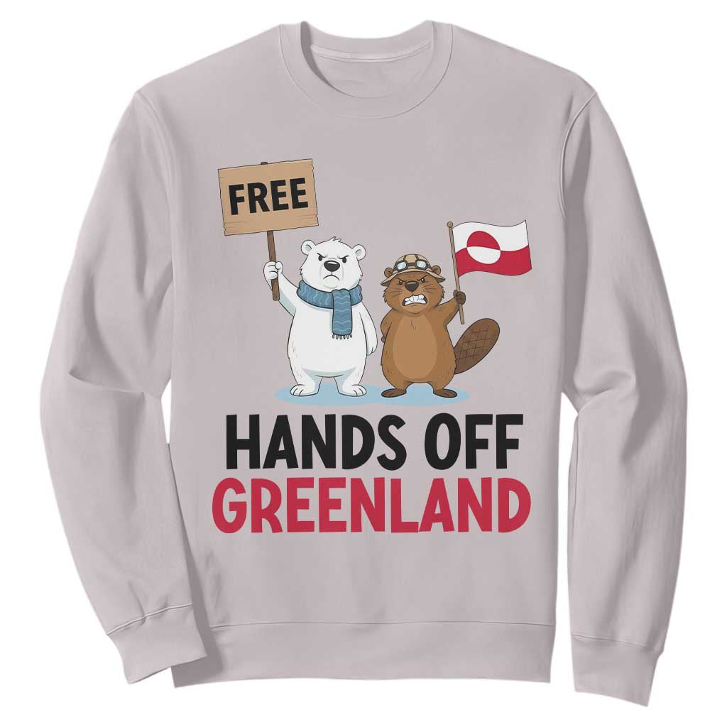 Funny Polar Bear Political Protest Sweatshirt Hands Off Greenland TS12 Ice Gray Print Your Wear