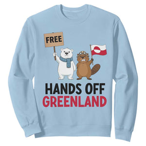 Funny Polar Bear Political Protest Sweatshirt Hands Off Greenland TS12 Light Blue Print Your Wear