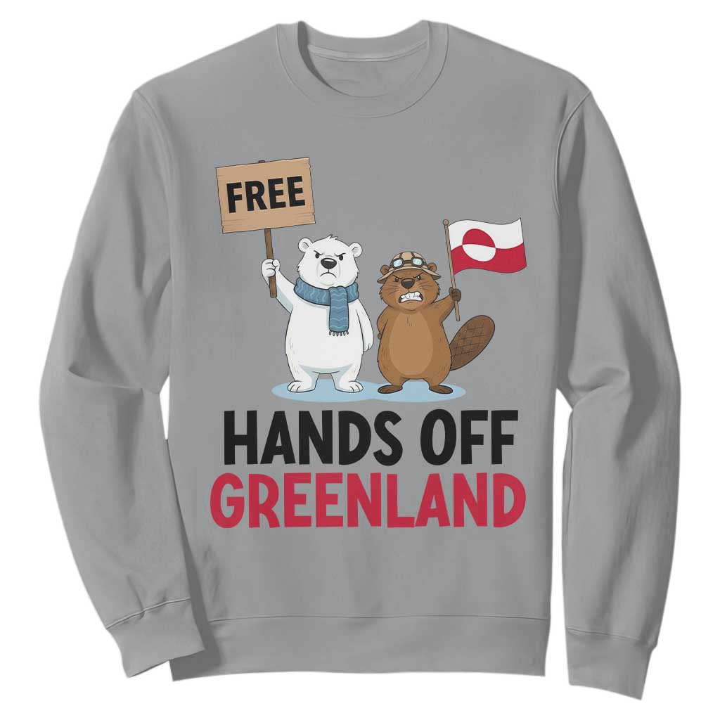 Funny Polar Bear Political Protest Sweatshirt Hands Off Greenland TS12 Sport Gray Print Your Wear