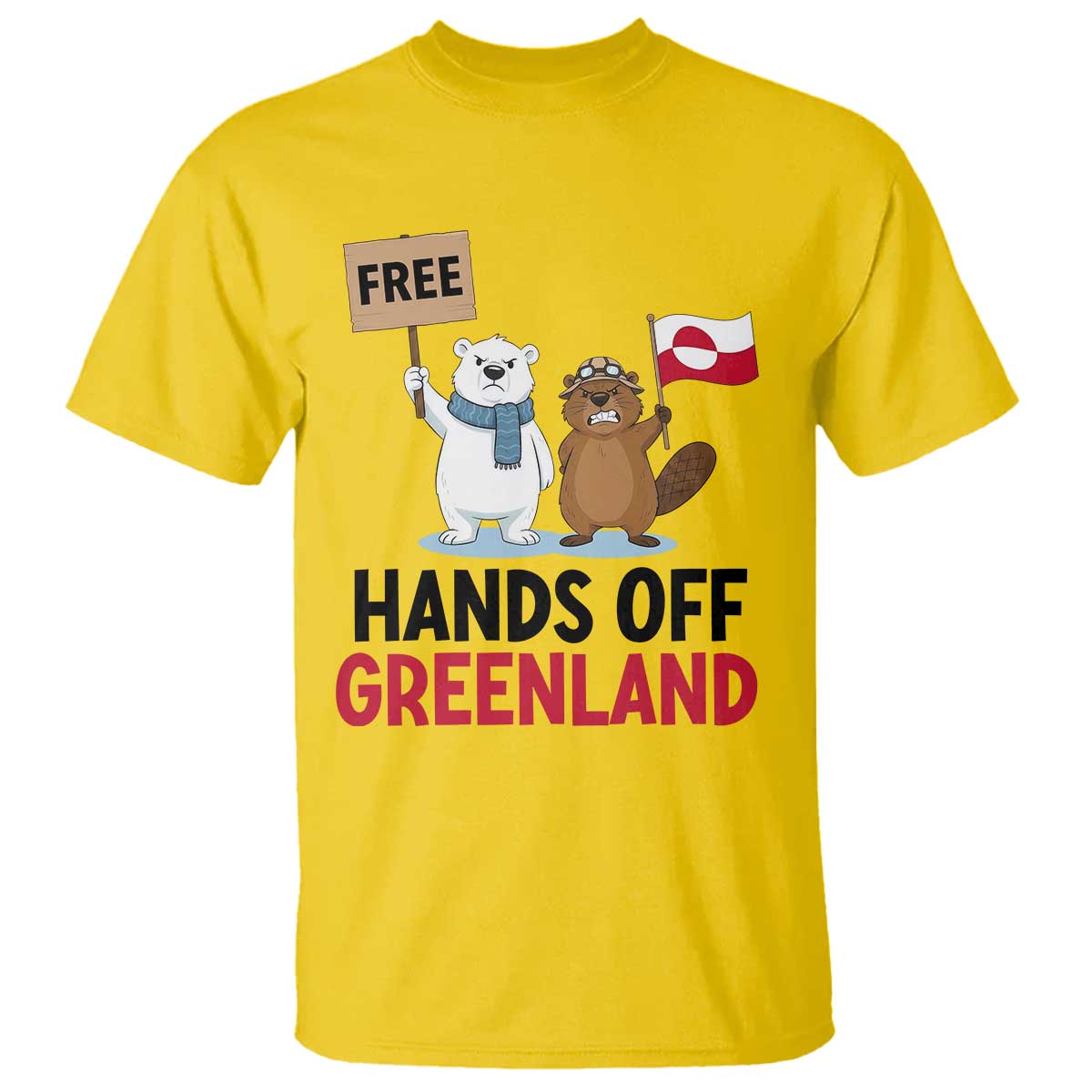 Funny Polar Bear Political Protest T Shirt Hands Off Greenland TS12 Daisy Print Your Wear