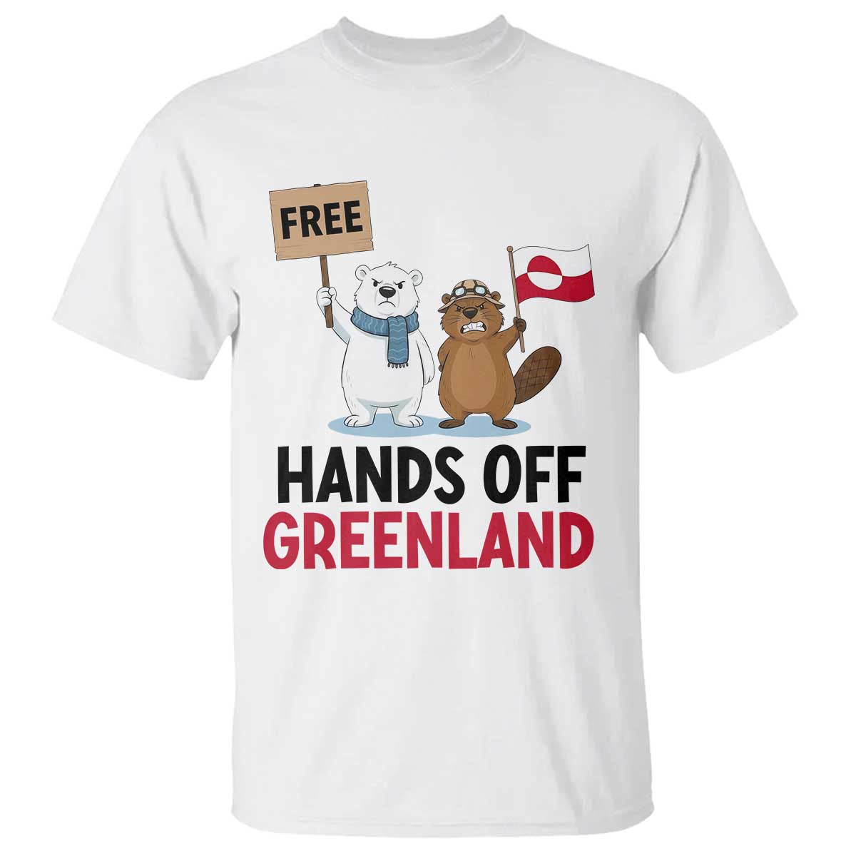 Funny Polar Bear Political Protest T Shirt Hands Off Greenland TS12 White Print Your Wear