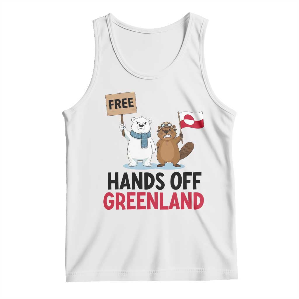 Funny Polar Bear Political Protest Tank Top Hands Off Greenland TS12 White Print Your Wear