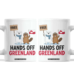 Funny Polar Bear Political Protest Coffee Mug Hands Off Greenland TS12 White Print Your Wear