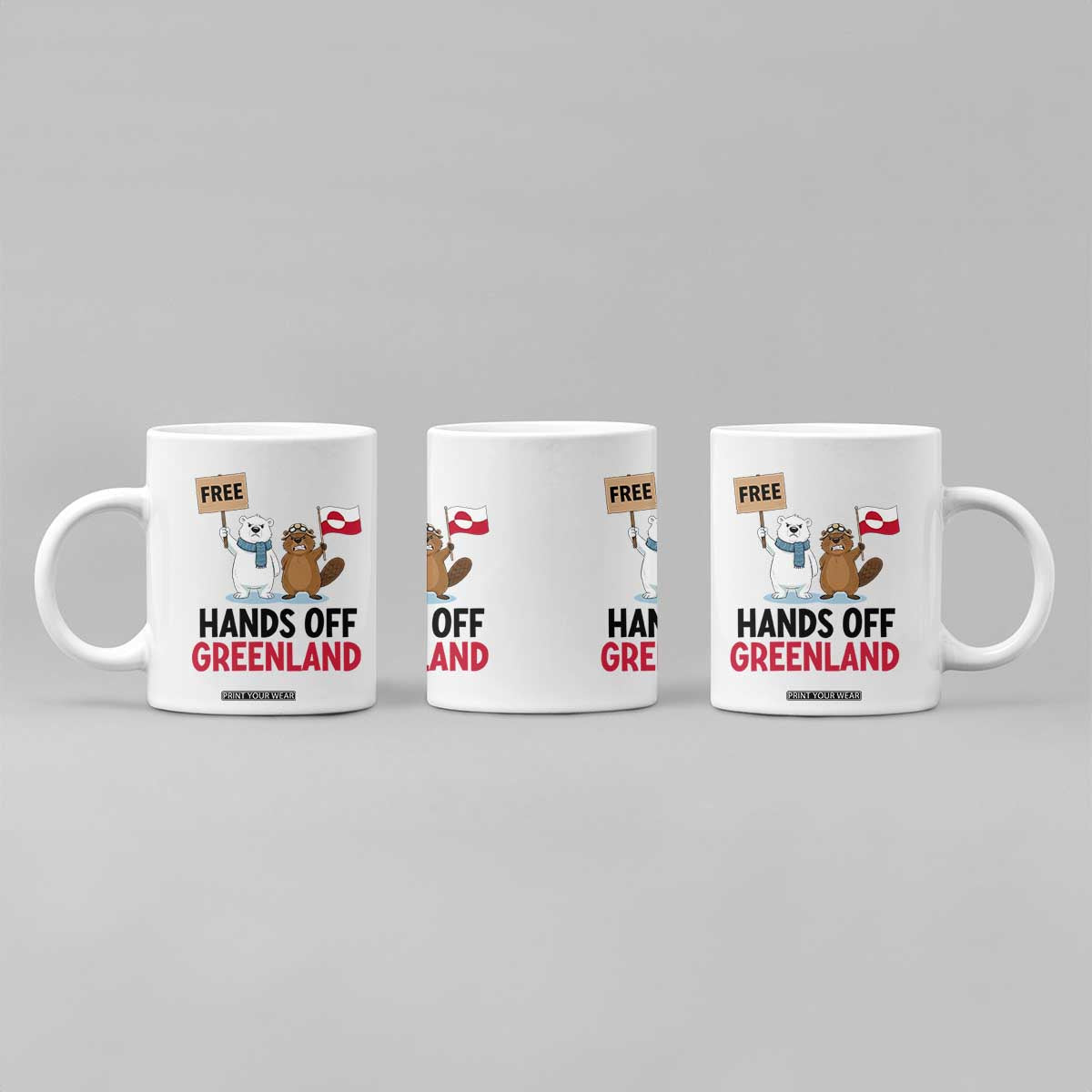 Funny Polar Bear Political Protest Coffee Mug Hands Off Greenland TS12 Print Your Wear