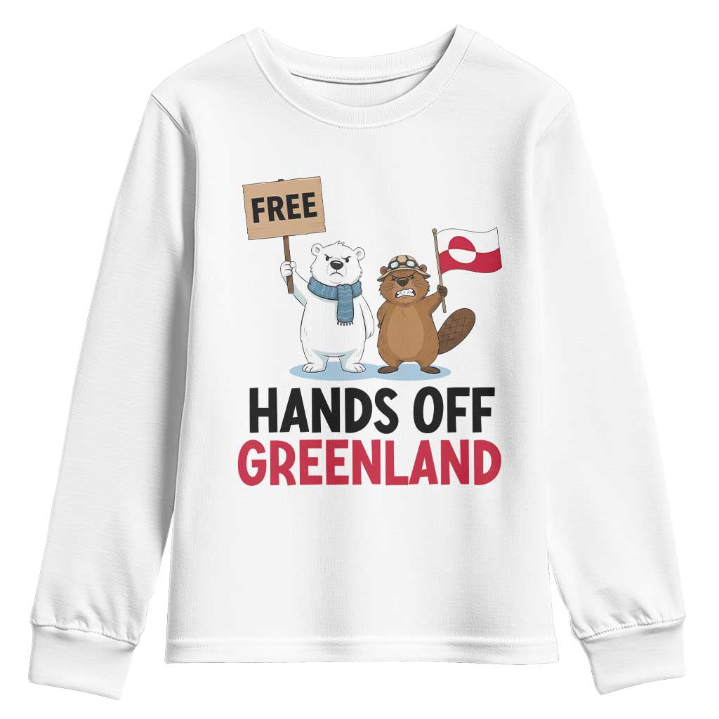 Funny Polar Bear Political Protest Youth Sweatshirt Hands Off Greenland TS12 White Print Your Wear