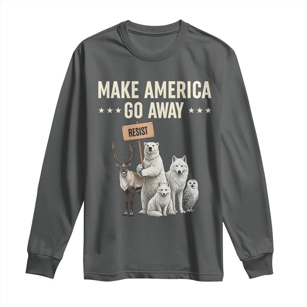 Make America Go Away Long Sleeve Shirt Greenland Support Gift TS12 Dark Heather Print Your Wear