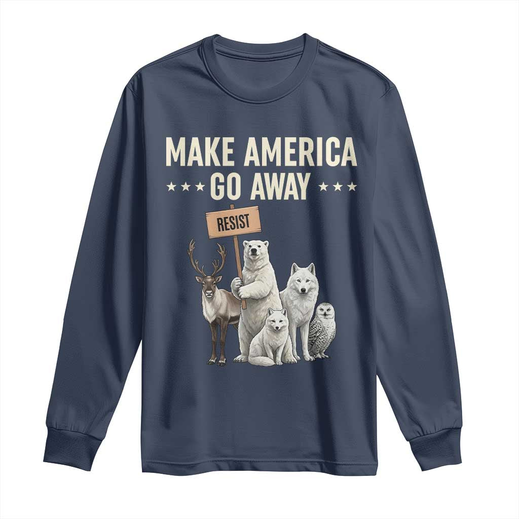Make America Go Away Long Sleeve Shirt Greenland Support Gift TS12 Navy Print Your Wear