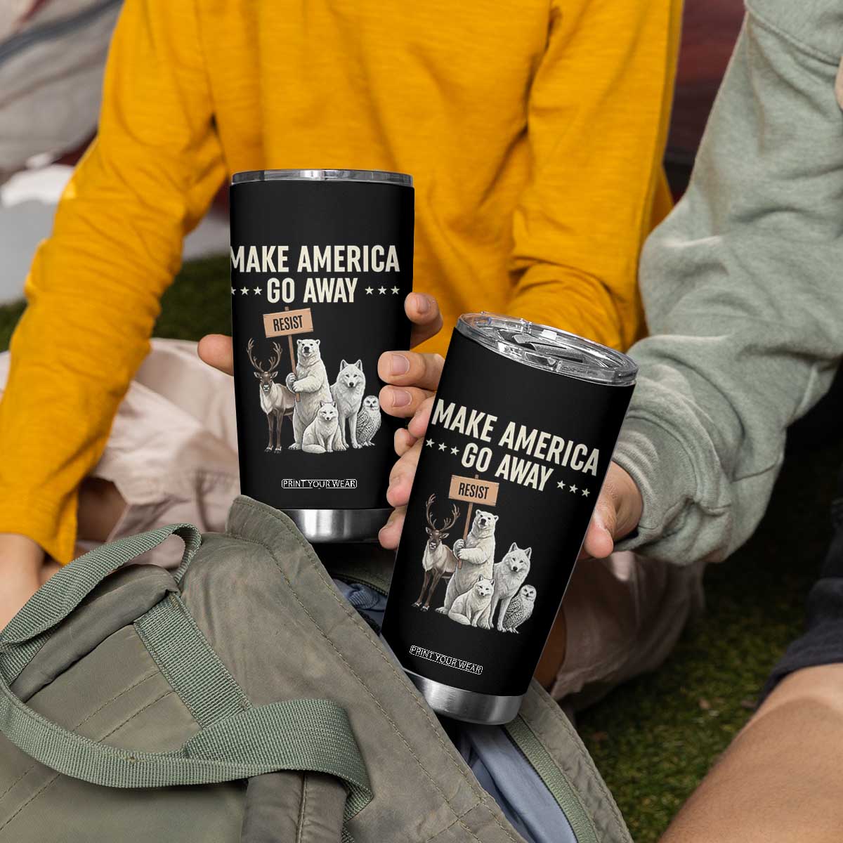 Make America Go Away Tumbler Cup Greenland Support Gift TS12 Print Your Wear