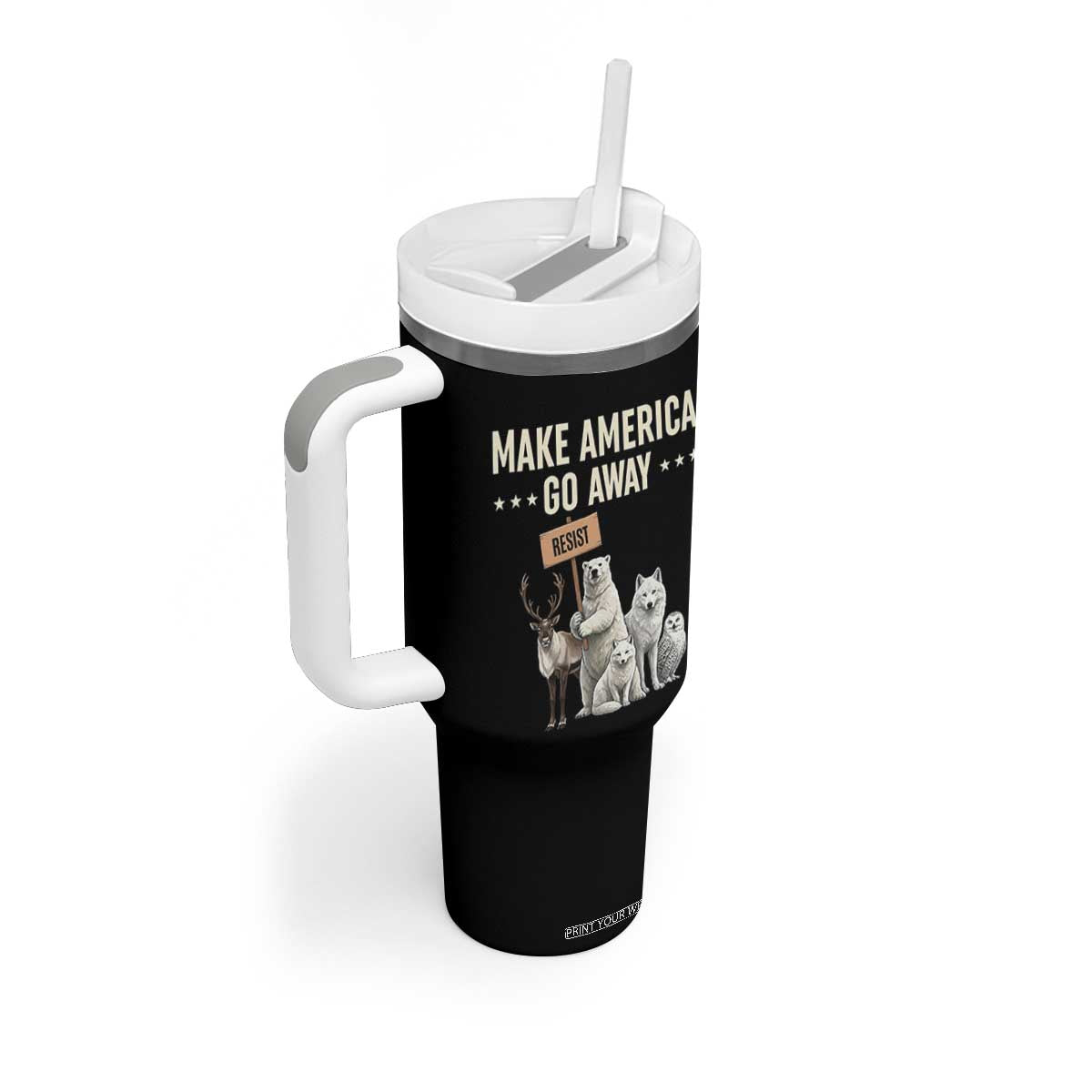 Make America Go Away Tumbler With Handle Greenland Support Gift TS12 Print Your Wear