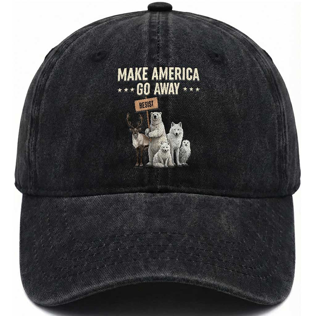 Make America Go Away Washed Cotton Baseball Cap Greenland Support Gift TS12 Print Your Wear