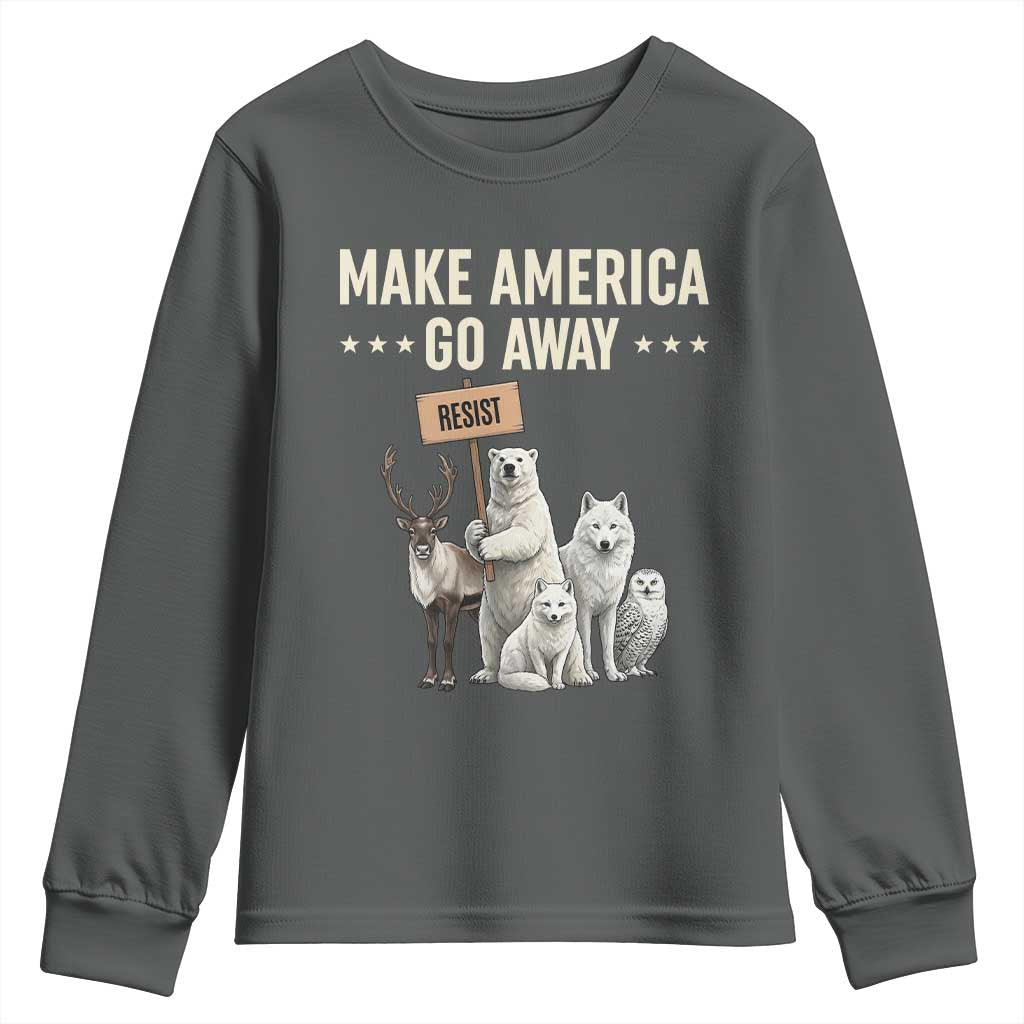 Make America Go Away Youth Sweatshirt Greenland Support Gift TS12 Dark Heather Print Your Wear