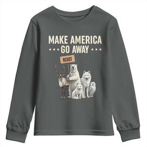 Make America Go Away Youth Sweatshirt Greenland Support Gift TS12 Dark Heather Print Your Wear