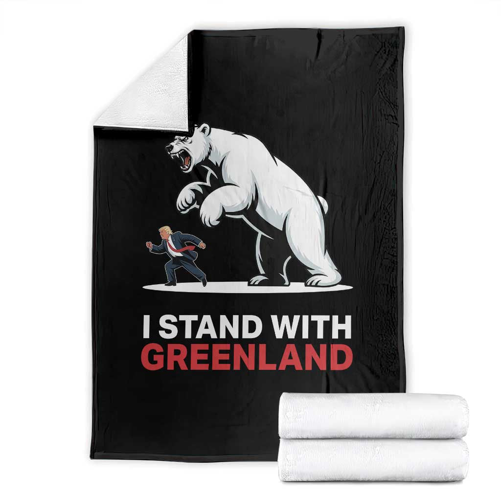 I Stand With Greenland Throw Blanket Anti Fascist Political Parody Gift TS12 Black Print Your Wear