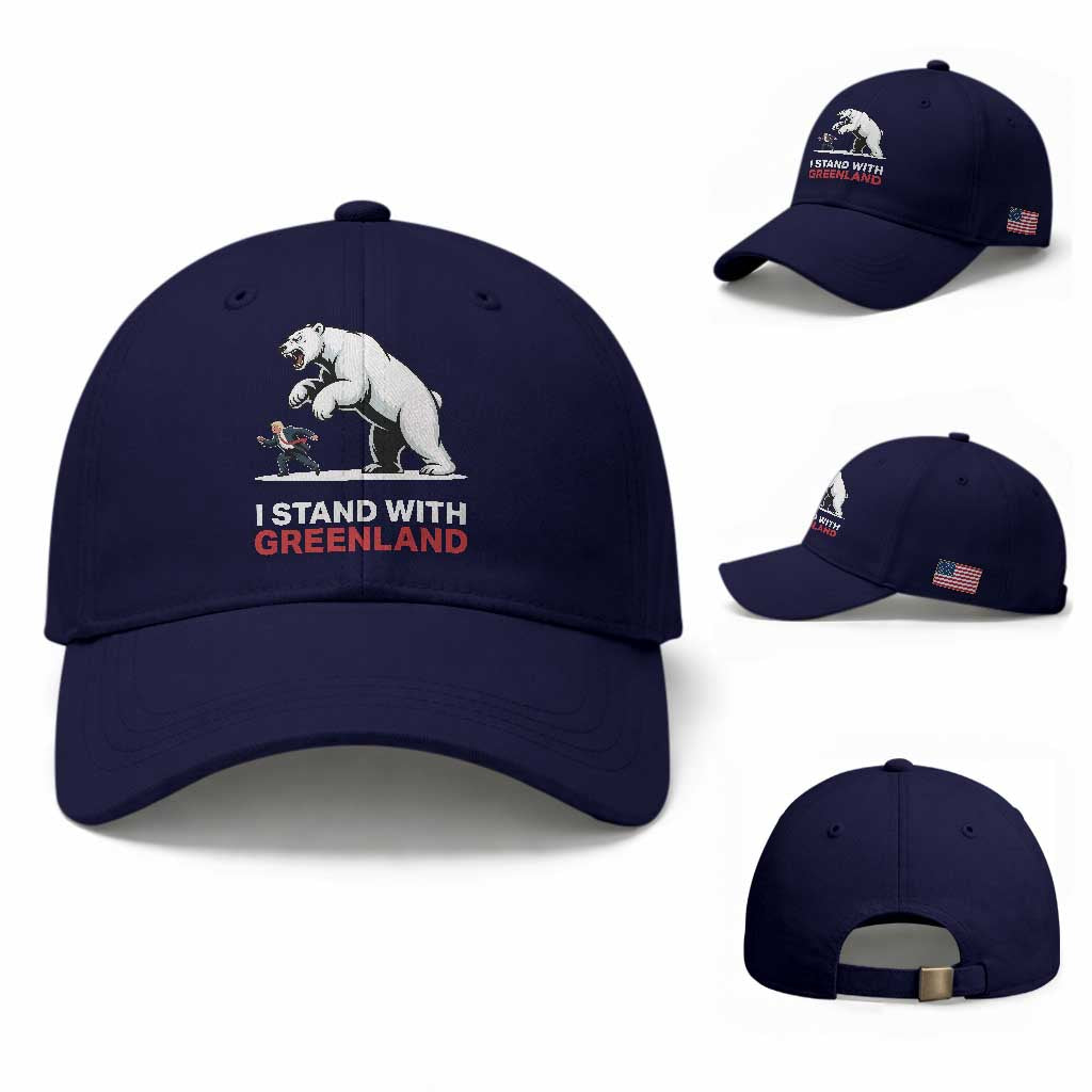 I Stand With Greenland Baseball Cap Anti Fascist Political Parody Gift TS12 Baseball Cap Universal Fit Dark Blue Print Your Wear