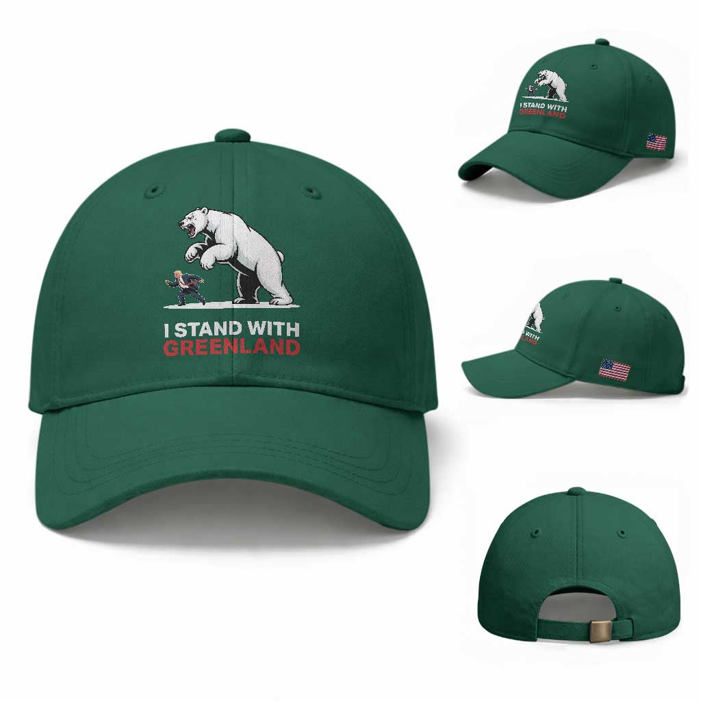 I Stand With Greenland Baseball Cap Anti Fascist Political Parody Gift TS12 Baseball Cap Universal Fit Irish Green Print Your Wear