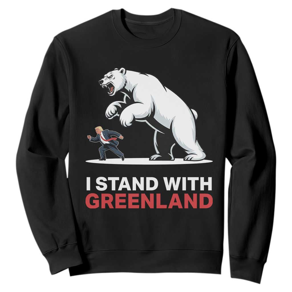 I Stand With Greenland Sweatshirt Anti Fascist Political Parody Gift TS12 Black Print Your Wear