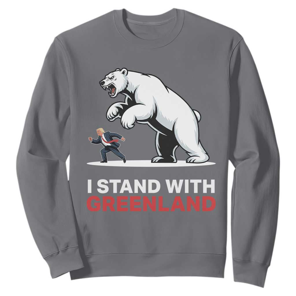 I Stand With Greenland Sweatshirt Anti Fascist Political Parody Gift TS12 Charcoal Print Your Wear