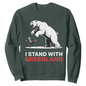 I Stand With Greenland Sweatshirt Anti Fascist Political Parody Gift TS12 Dark Forest Green Print Your Wear