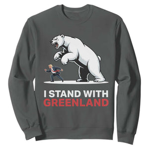 I Stand With Greenland Sweatshirt Anti Fascist Political Parody Gift TS12 Dark Heather Print Your Wear