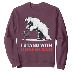 I Stand With Greenland Sweatshirt Anti Fascist Political Parody Gift TS12 Maroon Print Your Wear