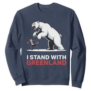 I Stand With Greenland Sweatshirt Anti Fascist Political Parody Gift TS12 Navy Print Your Wear