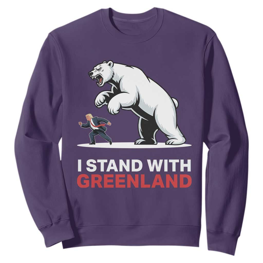 I Stand With Greenland Sweatshirt Anti Fascist Political Parody Gift TS12 Purple Print Your Wear