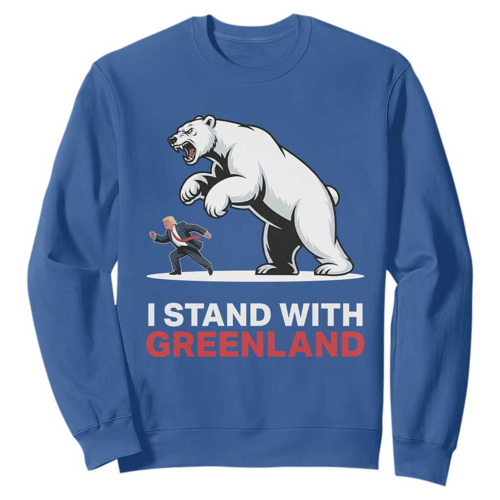 I Stand With Greenland Sweatshirt Anti Fascist Political Parody Gift TS12 Royal Blue Print Your Wear