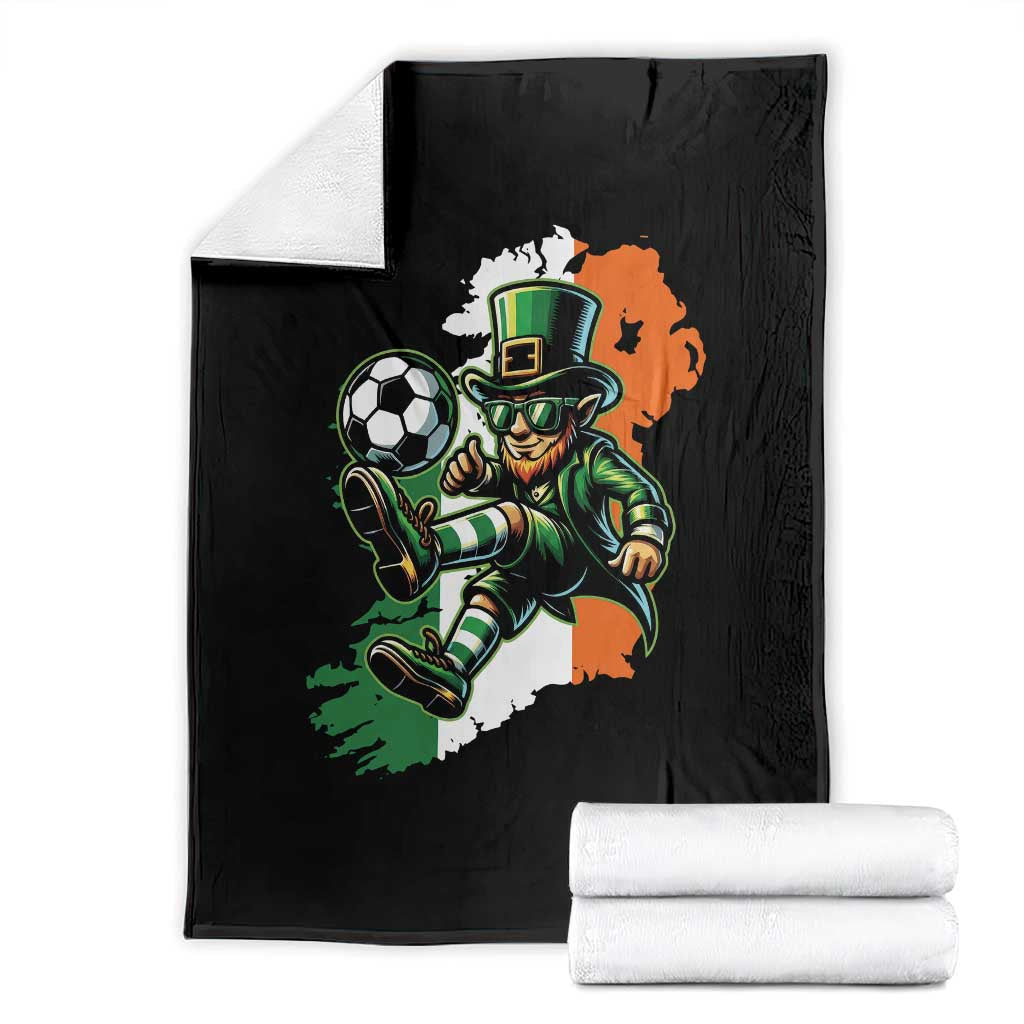 Funny Leprechaun Playing Soccer Throw Blanket St Patricks Day TS12 Black Print Your Wear