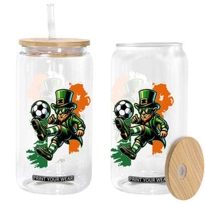 Funny Leprechaun Playing Soccer Glass Can St Patricks Day TS12 Print Your Wear