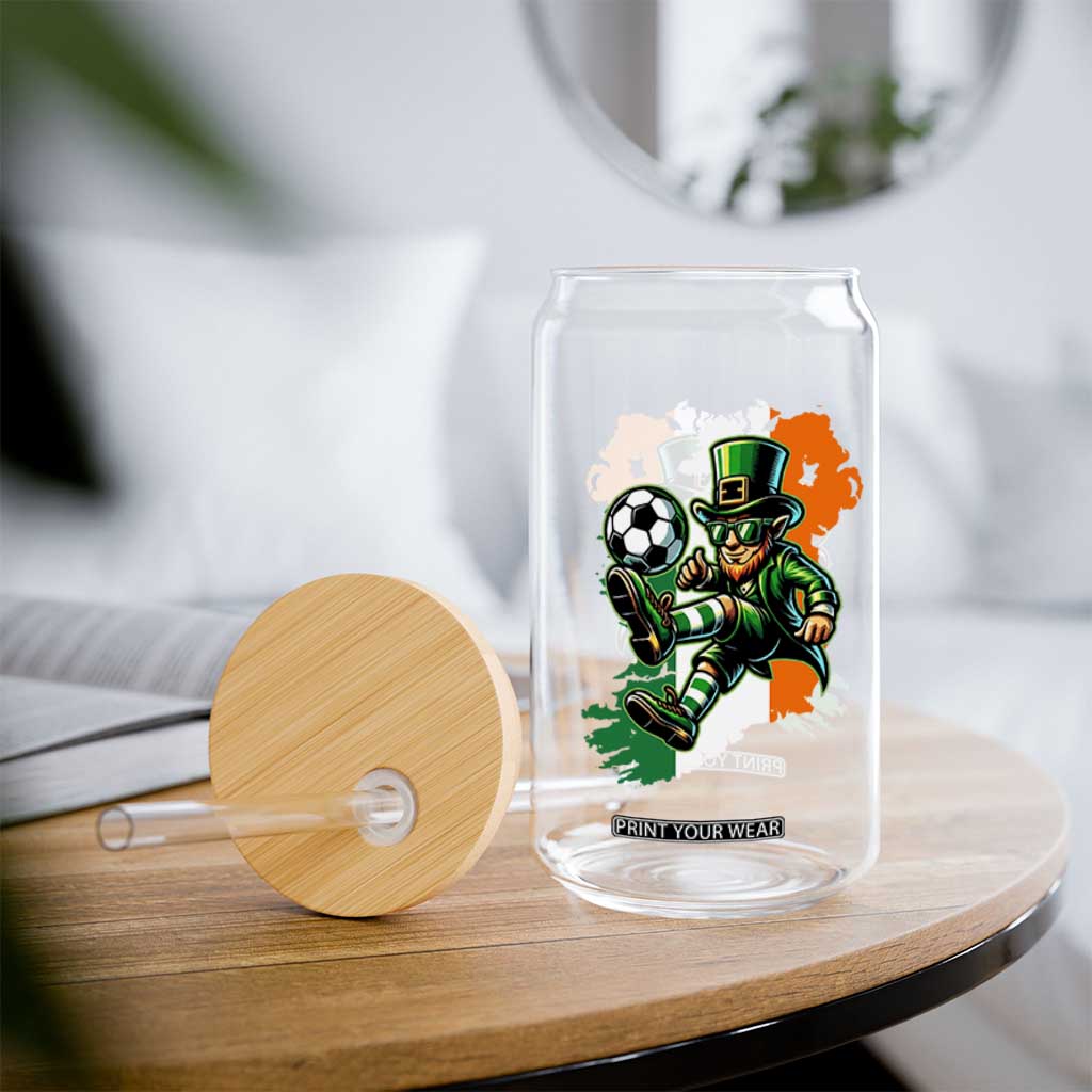 Funny Leprechaun Playing Soccer Glass Can St Patricks Day TS12 Print Your Wear