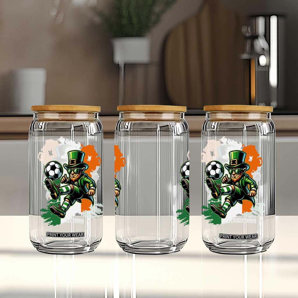 Funny Leprechaun Playing Soccer Glass Can St Patricks Day TS12 Print Your Wear