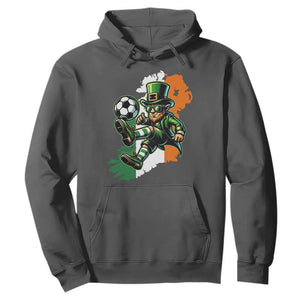 Funny Leprechaun Playing Soccer Hoodie St Patricks Day TS12 Dark Heather Print Your Wear