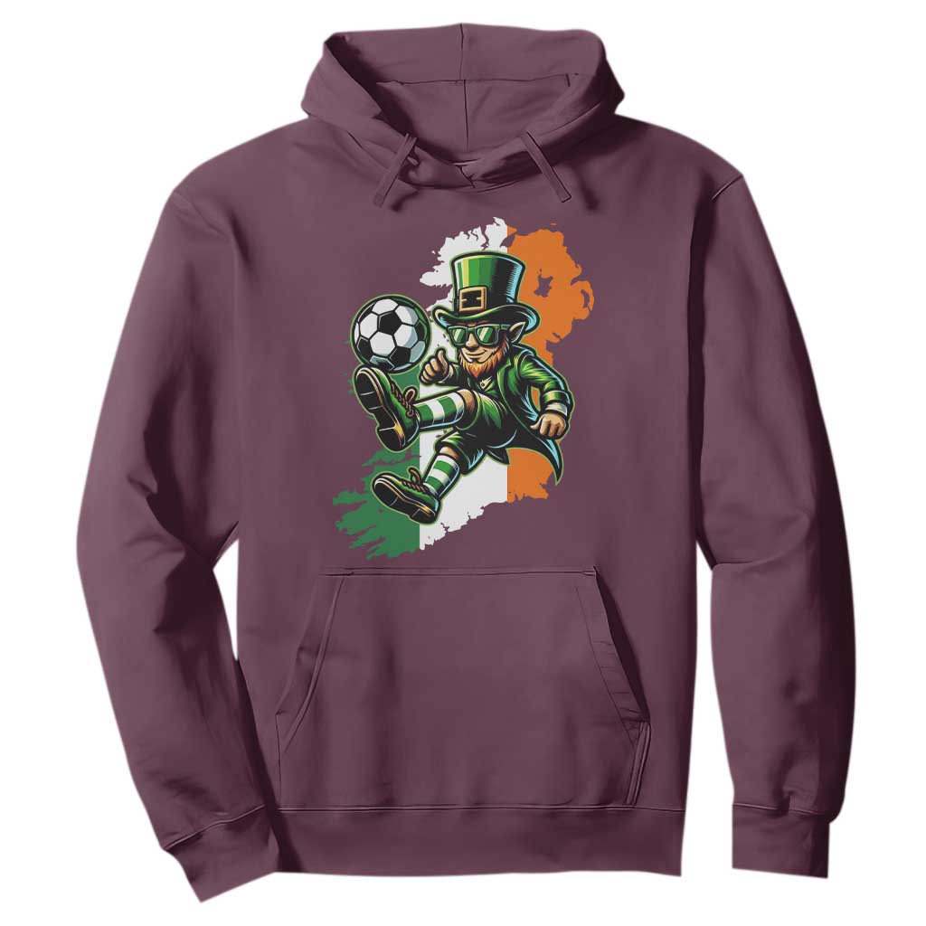 Funny Leprechaun Playing Soccer Hoodie St Patricks Day TS12 Maroon Print Your Wear