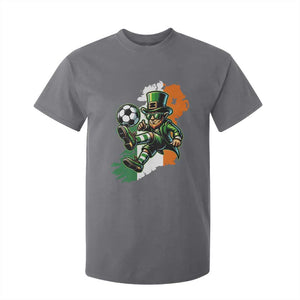 Funny Leprechaun Playing Soccer T Shirt For Kid St Patricks Day TS12 Charcoal Print Your Wear