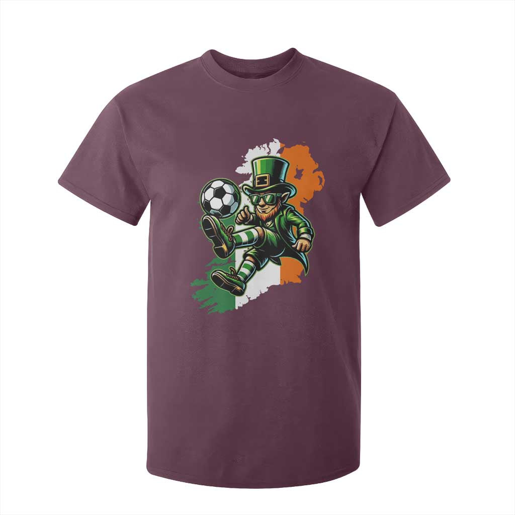 Funny Leprechaun Playing Soccer T Shirt For Kid St Patricks Day TS12 Maroon Print Your Wear