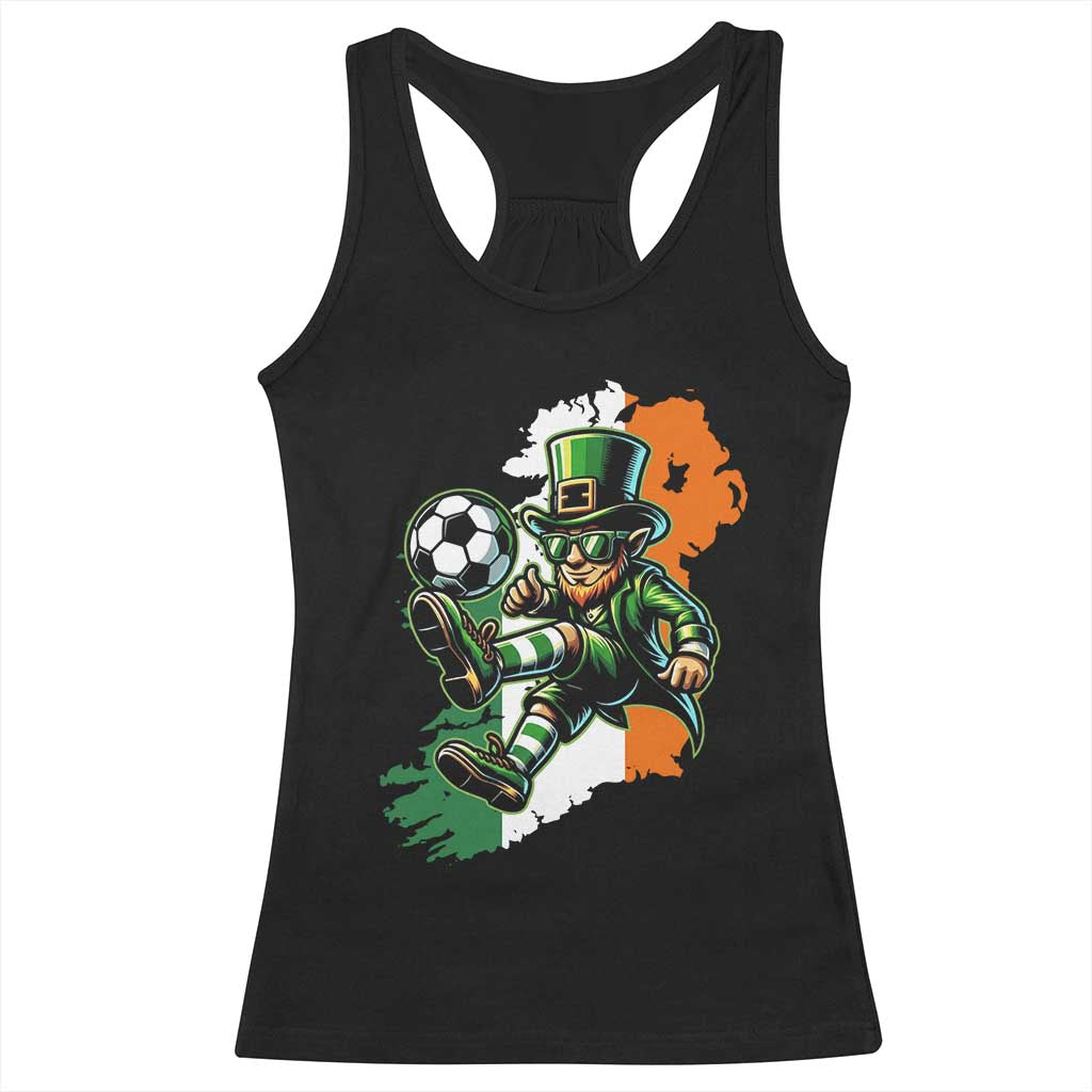 Funny Leprechaun Playing Soccer Racerback Tank Top St Patricks Day TS12 Black Print Your Wear