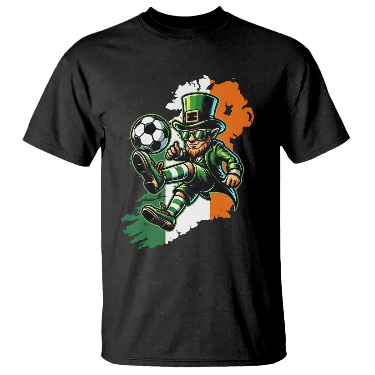 Funny Leprechaun Playing Soccer T Shirt St Patricks Day TS12 Black Print Your Wear